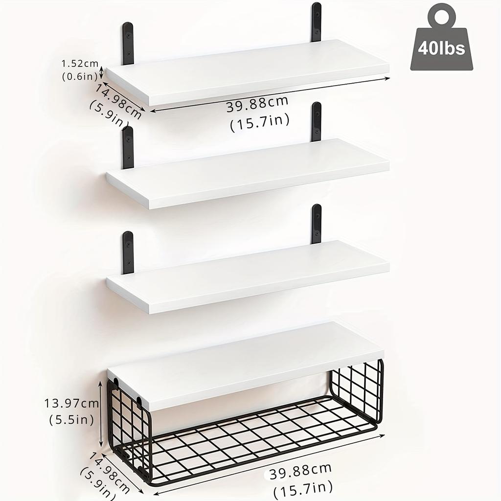 4 шт. настенная плавающая полка, многослойный органайзер, утюг для хранения в ванной, многофункциональная настенная отделка и хранение