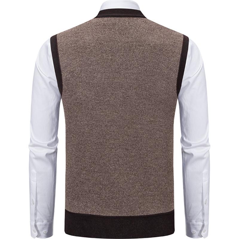 Cozy Up Mens Sleeveless Sweater Vest V Neck Button Down Cardigan Sweaters Knitted Argyle Vest with Pocket