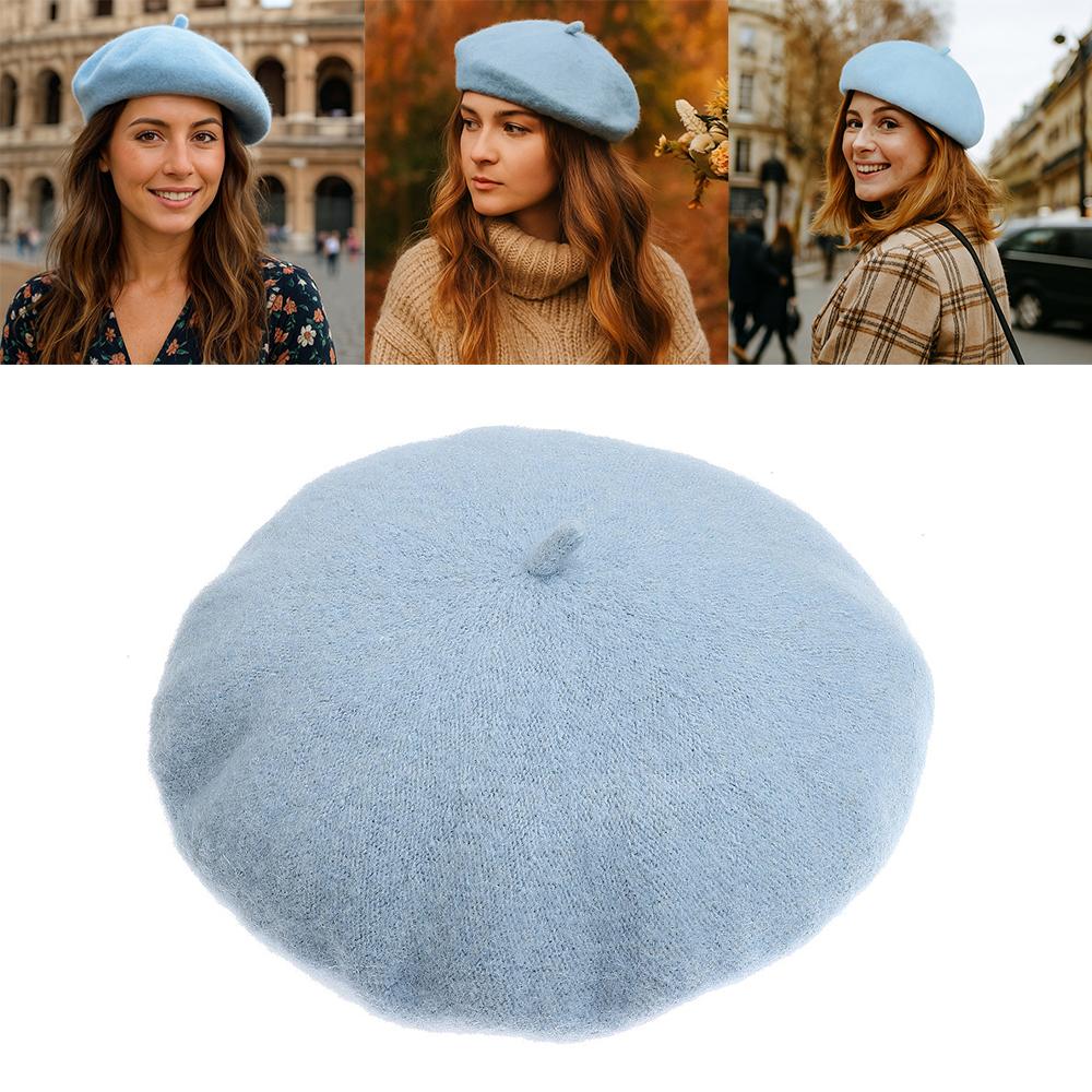 French Baggy Winter Warm Felt Berets Flat Cap Hat Wool Beret Cap Autumn Beret Hat