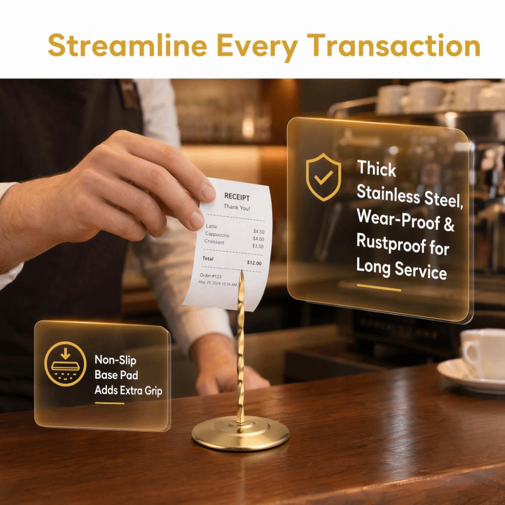 Stainless Steel Receipt Spike Holder Ticket Stabber Restaurant Bar Kitchen Office Hotel