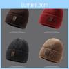Knitted Beanie Thick Hat Winter Warmth Unisex Cap Windproof Gift Solid Color