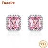Ювелирные изделия Tansized, модные гвозди Tremella 925, инкрустированные розовыми серьгами из высокоуглеродистого алмаза 10 * 11.