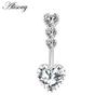 Alisouy, 1 шт., сексуальное кольцо для пупка с цирконием, сердце, цветок, звезда, крест, пирсинг пупка, хирургическая сталь, женские кольца для пупка, украшения для тела