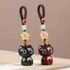 Style Pendant Decoration Lucky Cat Pendant Key Chain Strap Sandalwood Key Chain Mobile Phone Ring