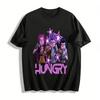 Футболка с принтом "Голодная аниме-девичья группа" Модный уличный стиль Свободный повседневный топ Для мужчин и женщин Футболка из чистого хлопка