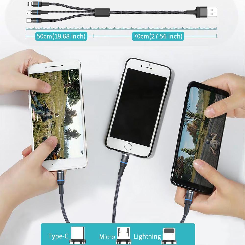 3 в 1 Магнитный кабель Micro USB 3 в 1 Магнитное зарядное устройство для быстрой зарядки USB Type C Кабель для мобильного телефона Шнур