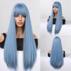 HAIRCUBE Длинные прямые темно-зеленые синтетические парики Косплей волосы с челкой Женские парики Ежедневное использование Термостойкие парики