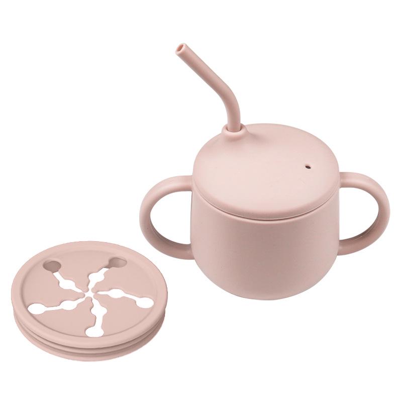 Силиконовый тренировочный стаканчик «Панда» для детей: Поильник-непроливайка с трубочкой, защищающий от падения