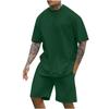 New Men's Round Neck Drop Shoulder Short-sleeved T-shirt Top Shorts Two-piece Fashion Sports and Leisure Suit