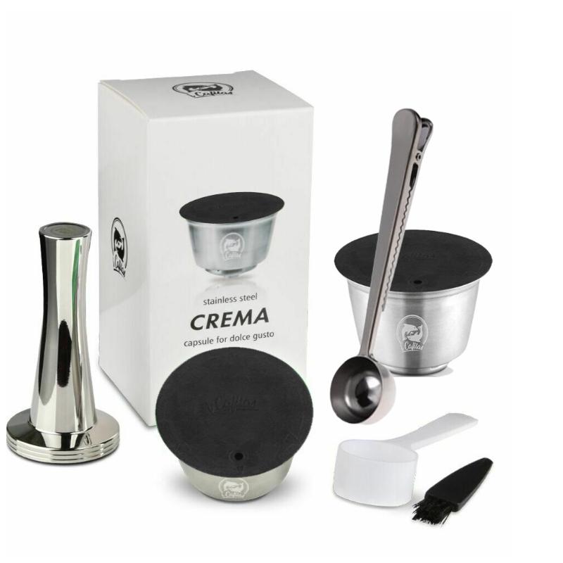 i Cafilas [HR-104] Многоразовые капсулы для кофе, фильтры для кофе, чашки для приготовления крема из нержавеющей стали, тамперный зажим для машины Dolce Gusto LUMIO EDG, Mini Me