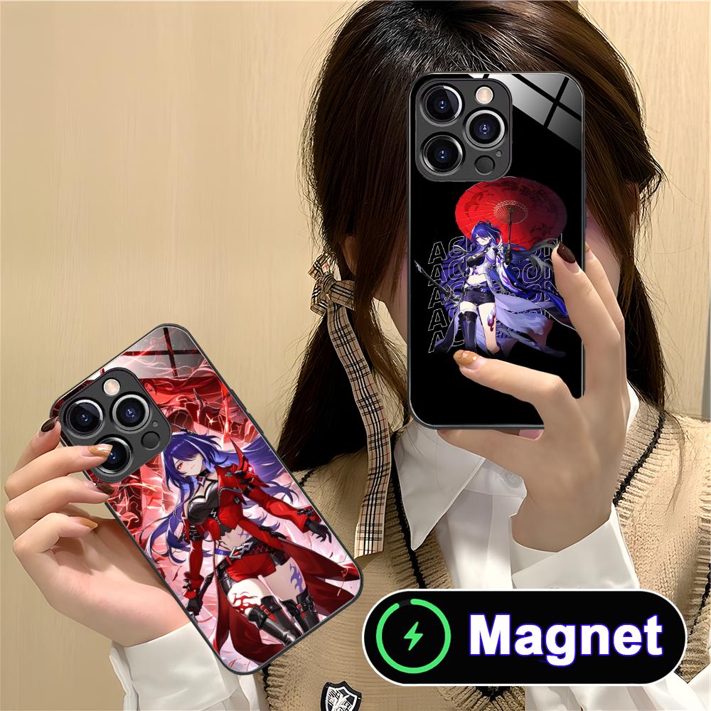 HSR Acheron Стеклянный чехол для мобильного телефона MagSafe для iPhone 17 16 15 14 13 12 11 Air Pro Max Plus Mini Цветной чехол