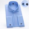Рубашка плательная с воротником Виндзор и французскими манжетами, модная, мужская, с длинным рукавом, роскошная, деловая, формальная, с манжетами на пуговицах под запонки