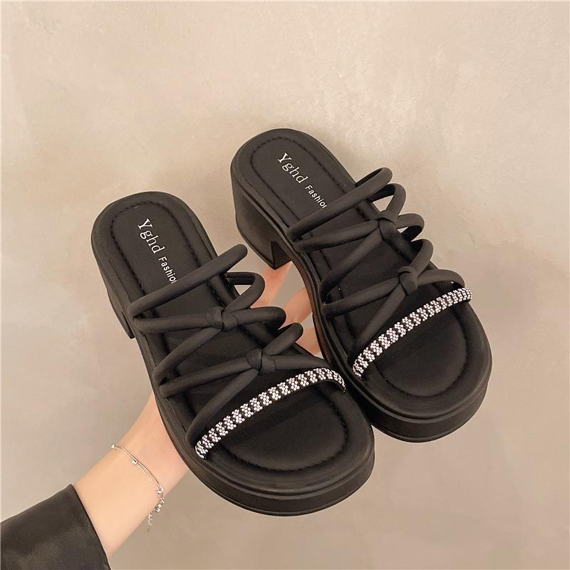 Fairy cool slippers female summer wear new 2025 heightening beach shoes skirt high heels sandals platform wind match