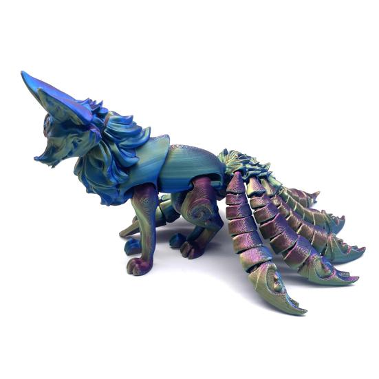 Nine-tailed Fox Action Figure Multi-jointed Movable 3D Printed Fox Model Articulated Animal Figurine Desktop Decoration Kids Adults Gift