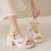 High-heeled Thick-heeled Sandals with Skirts Women's 2024 New Summer Sweet Women's Not Tired Feet Summer High Heels