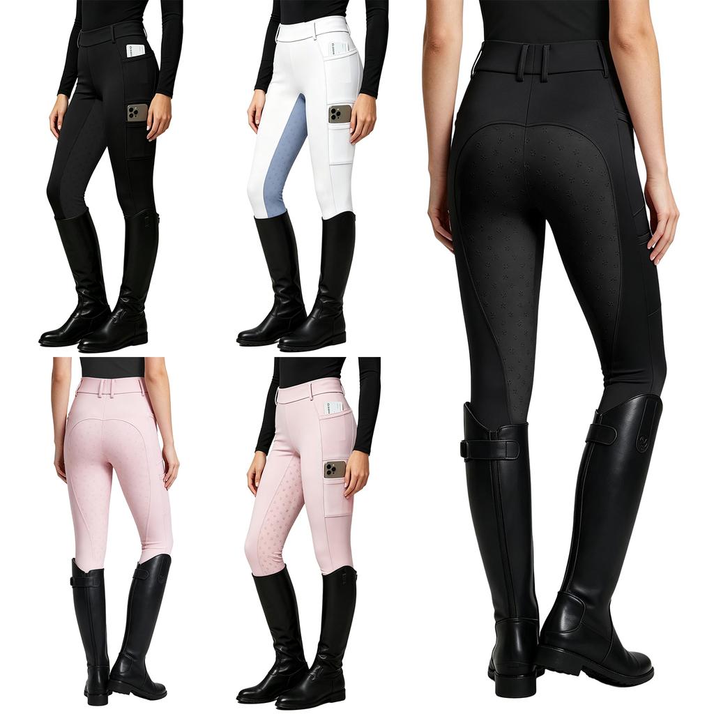 Womens Horse Riding Pants Anti Slip Full Seat Equestrian Breeches Elastic Waistband Leggings