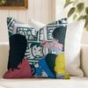 Look BBack Anime Cushion Cover Summer Linen Pillow Case Organic Fabric Cushion Cover DoubleSided Print Sofa Home Decor