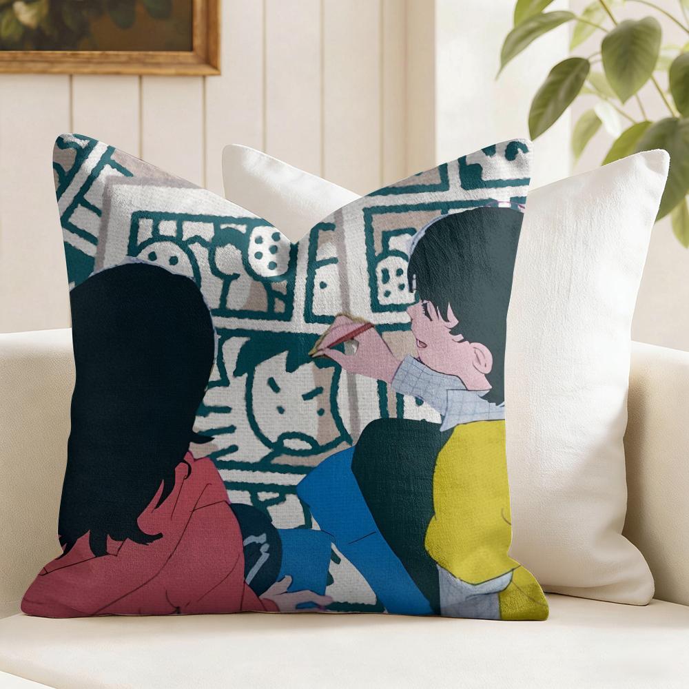 Look BBack Anime Cushion Cover Summer Linen Pillow Case Organic Fabric Cushion Cover DoubleSided Print Sofa Home Decor