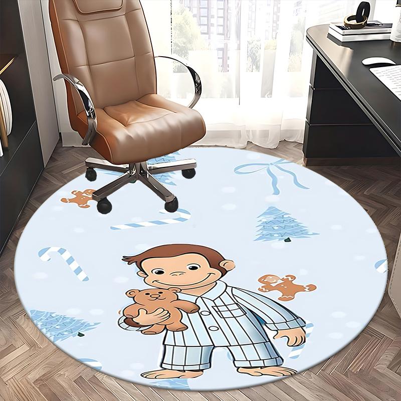 Curious George,Christmas Chair mat Round Rug Office carpet, Non slip, Suitable for Living Rooms, Bedrooms Decor 1205522a
