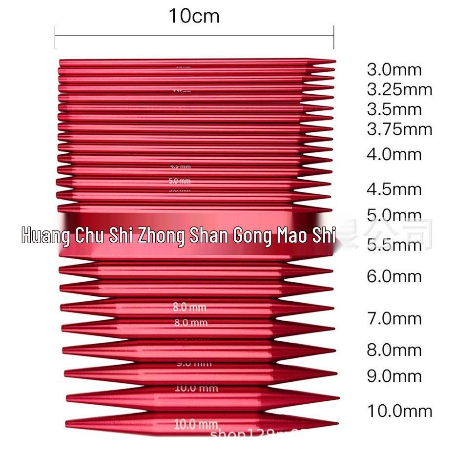 Matte Red Anodized Aluminum Circular Knitting Needles Set, 13 Pairs with Detachable Replacement Cords for Cross-Stitch Sweaters