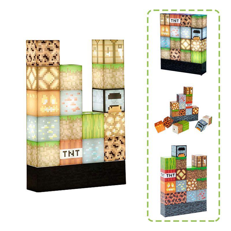 Сшивание Майнкрафт Ночник Лампа Питание от USB Декор Строительный блок Складывание Сделай сам