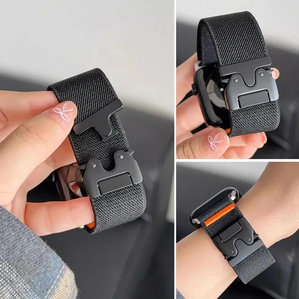 parachute buckle Nylon Strap for Apple Watch band Ultra 2 49mm 46-42-45mm 41-44mm Elastic Bracelet IWatch Series 10 9 8 7 6 SE