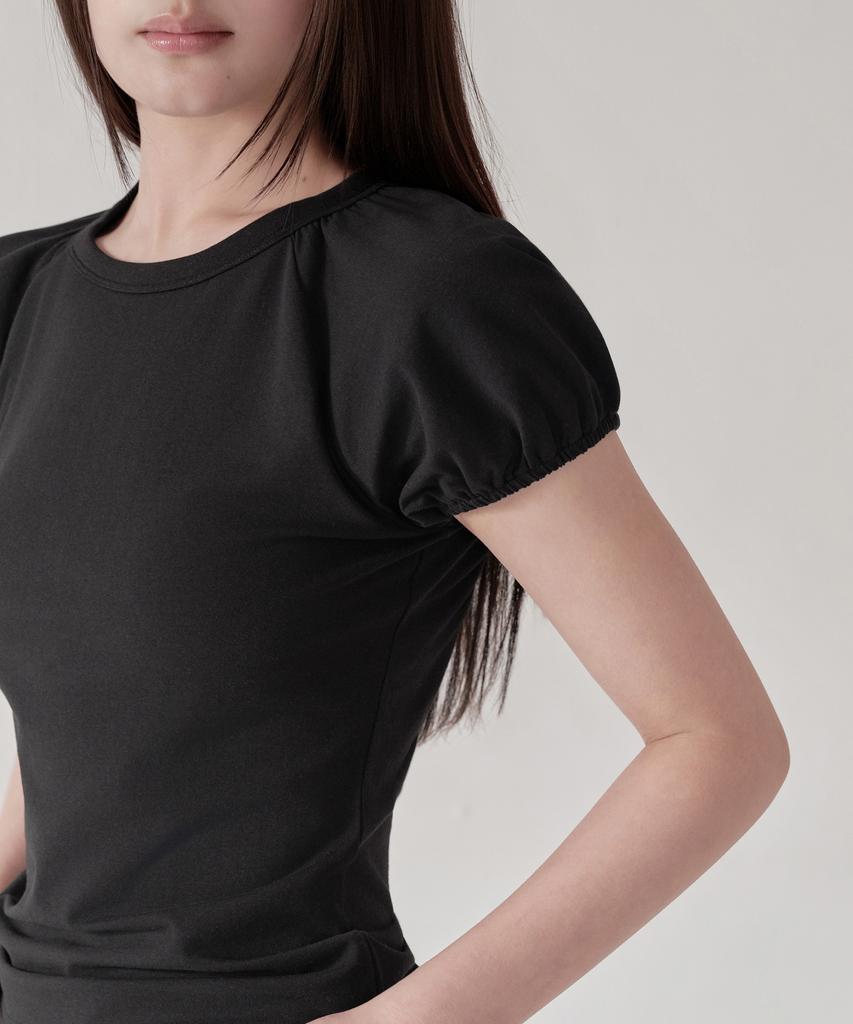 MUSINSA STANDARD WOMAN Women'S Volume Sleeve Slim T-Shirt [Black]