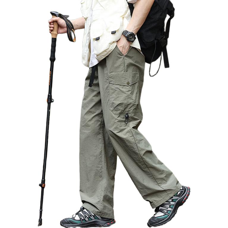 Dingfengbaoluo Outdoor Hiking Pants for Men, Summer Mountain-Style Casual Loose Cargo Straight-Leg Trousers