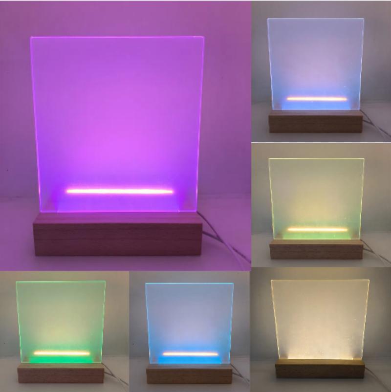 Hot Sale Customized Gift LED 3D Wooden Round Rectangle Base Night Light Lamp with USB