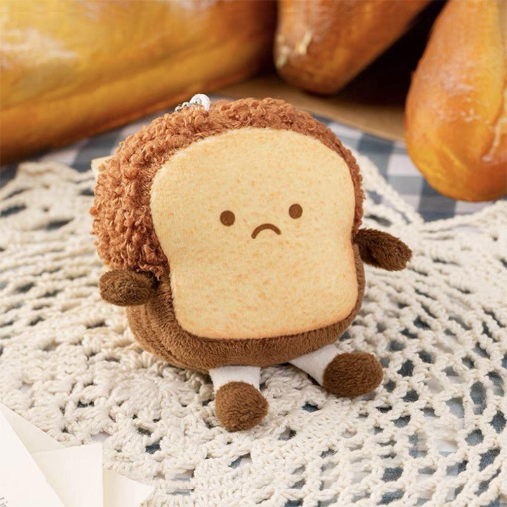 Personality Badge Stuffed Dual-use Expression Brooch Toast Bread Pendant Plush Key Chain Key Charms