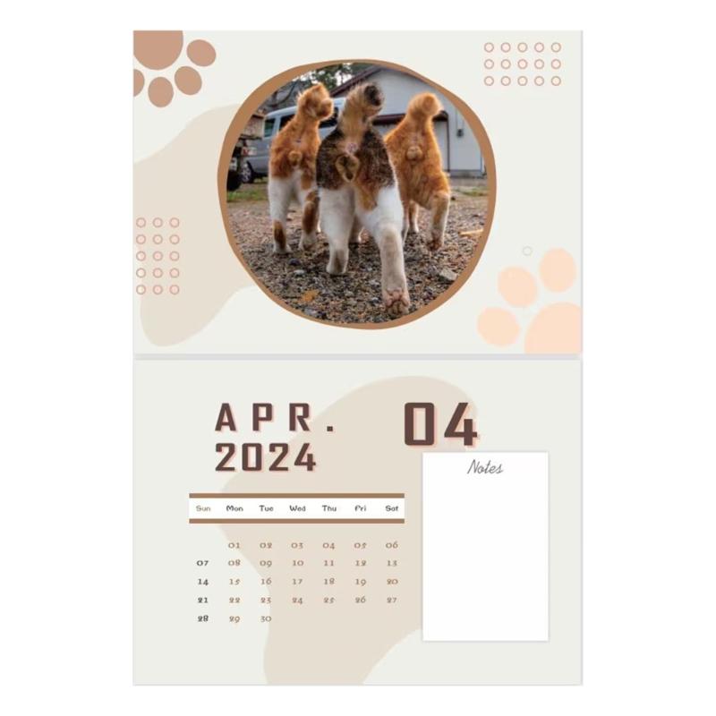 Календарь с милым котом, плотная бумага, ежемесячный настенный календарь с кошками, настенный календарь на 2024 год, забавные кошки для дома, офиса и школы