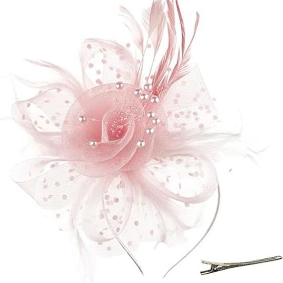Girls Hoop Bridal Elastic Design Feather Hair Floral Hairpin Flower Headdress