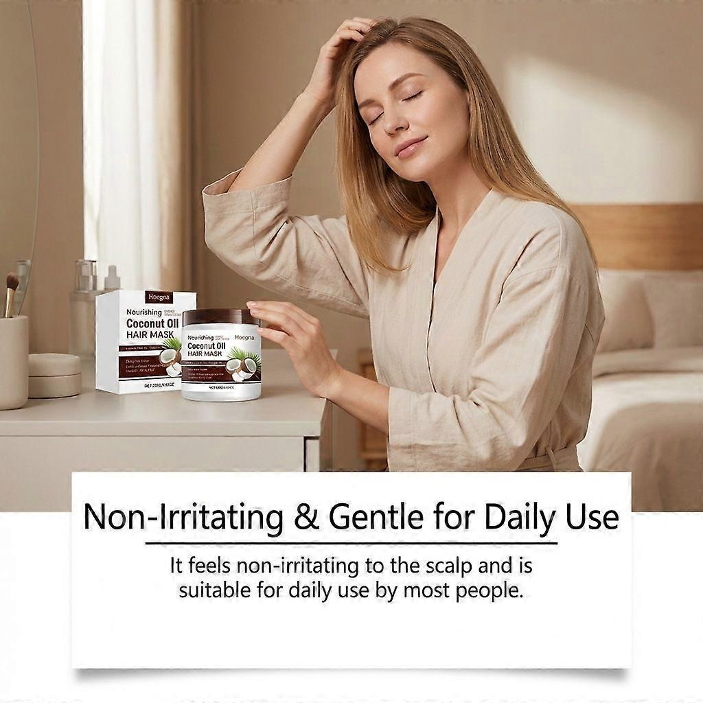 Coconut Hair Mask, Deep Conditioning Moisturizing Treatment Smoothing Oil Film for Nourishing, Hair Care, 250g less