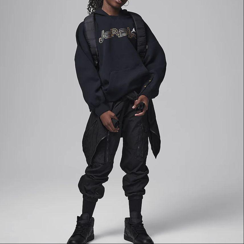 Jordan Толстовка с капюшоном Take Flight Snap Letter, повседневная, с длинным рукавом, детские топы, черный цвет FZ1953-010