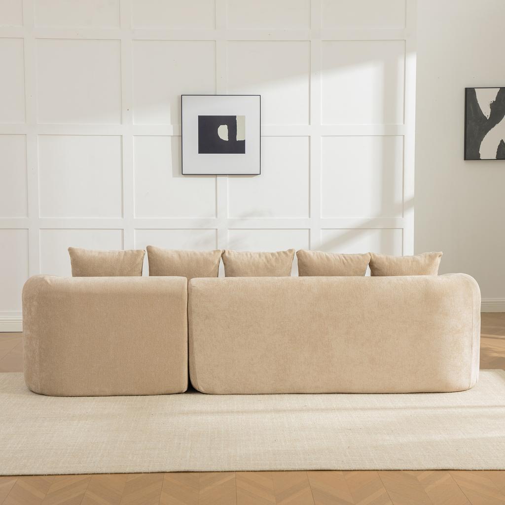 Modular compression sofa made of chenille fabric, filled with 30D high-elastic foam. Easy to move, non-slip floor, ideal for living room.LIGHT KHAKI