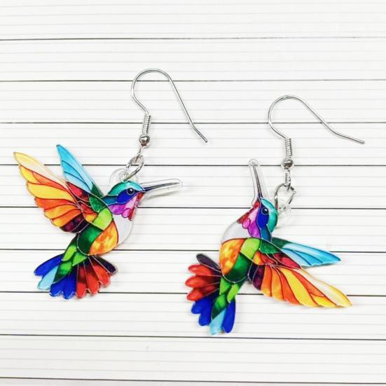1 пара женских сережек-крючков 3D красочные колибри винтажный стиль легкие висячие серьги выпускной вечеринка свидание украшения для ушей