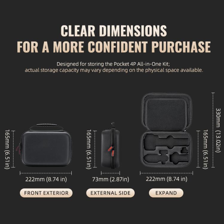 For DJI Osmo Pocket 4P STARTRC Portable Carrying Case Molded All-round Set Storage Bag (Black)