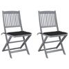 Day and Night - Day and Night Folding Garden Chairs 2 Pcs Cushions Solid Acacia Wood
