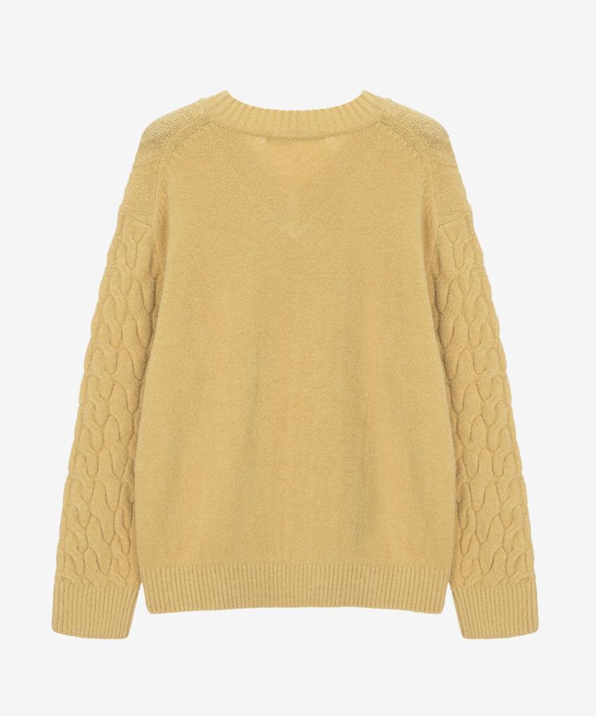 MINDBRIDGE [Hoite] Wool Blend Cable V-Neck Semi-Oversized Knit