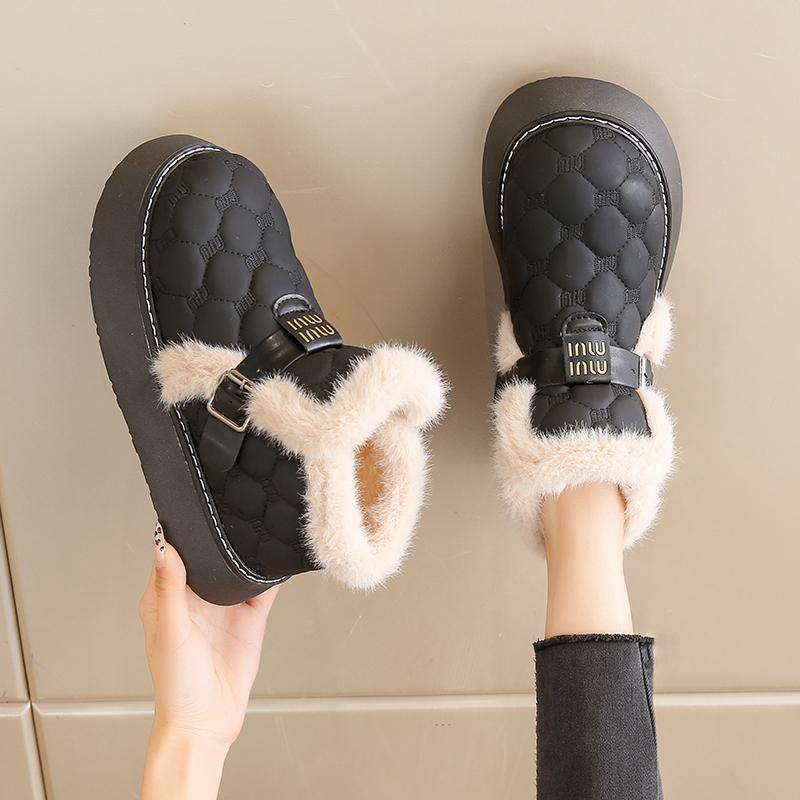 2024 Velcro Модная женская обувь Plus Velvet Выходная обувь большого размера из хлопка Водонепроницаемые зимние ботинки Широкие ноги Полные беременные женские хлопковые туфли