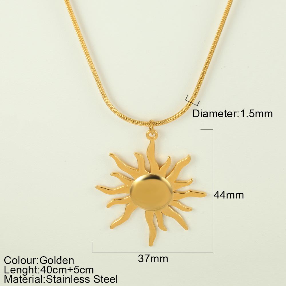 Stainless Steel Pendant Necklace for Women Spring Buckle Chain Sun Pendants Women's Stainless Steel Zircon Birthday Gift Trend