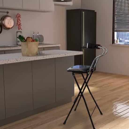 Rene Seiko Складной стул высокого типа, сделано в Японии. Идеально для барного стула. Высота сиденья 73 см (черный)