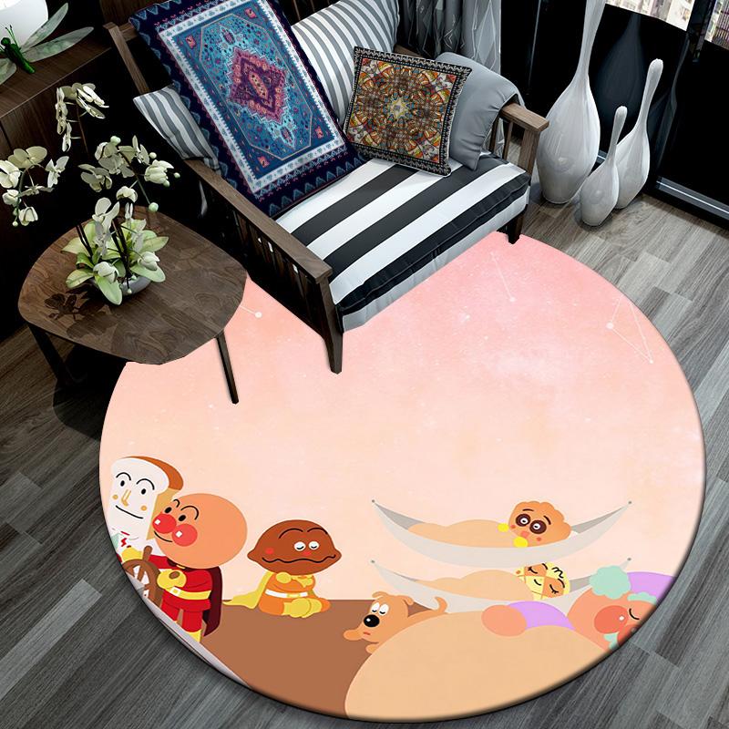 Anpanman Round Area Rug,Carpet Rug for Living Room Bedroom Sofa Playroom Decor,Non-slip Floor Mat