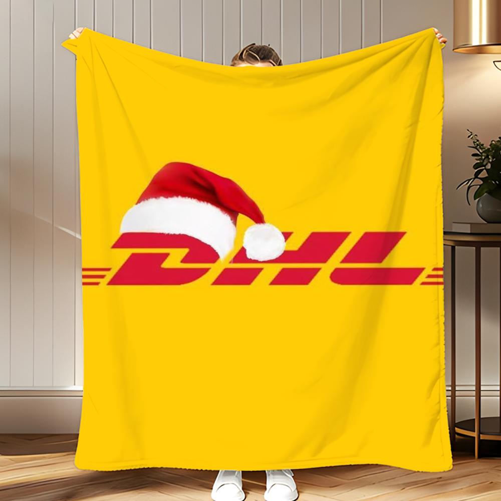 Популярный логистический бренд DHL Express Мягкое коралловое флисовое одеяло-плед 310 г/м² Пушистое теплое одеяло для дивана кровати диванчика декора спальни