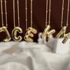 Vintage Balloon Bubble Chunky Letters Pendant Necklace for Women Gold Color 26 English Letter Initials Necklaces Jewelry Gift