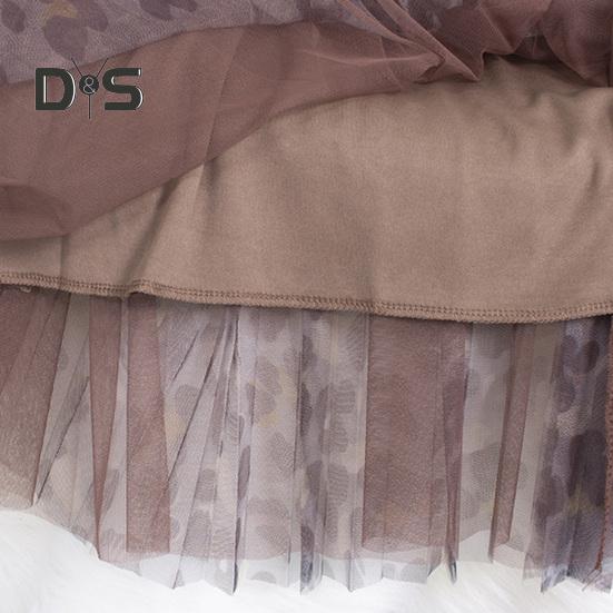 Женская юбка миди, эластичная юбка А-силуэта с высокой талией, сетчатая пряжа с леопардовым принтом, осенне-зимняя юбка, свободная плиссированная юбка