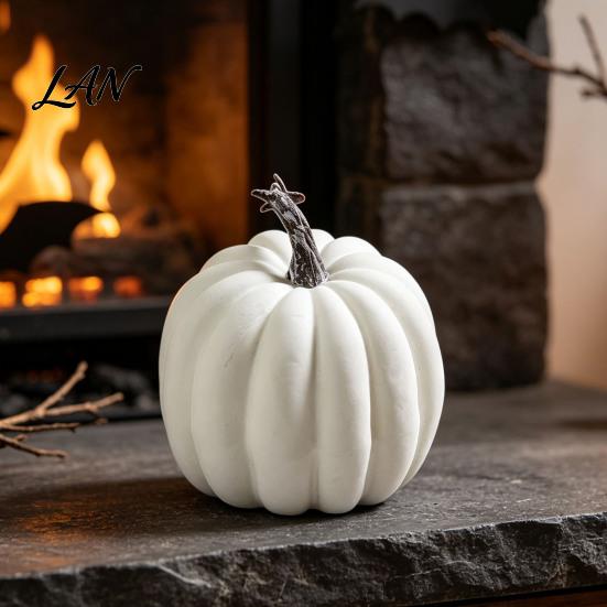 Декоративные тыквы для осенней вечеринки, Thanksgiving, Искусственное украшение тыквой, Фермерский стиль, Сезон урожая, Поддельная, Прочный пластик, Для помещений