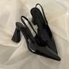 2025 женские туфли на высоком каблуке с острым носком, летние, новые, модные, универсальные, с толстым каблуком, нишевые, высокого класса, сандалии с застежкой-молнией, женские, одинарные туфли