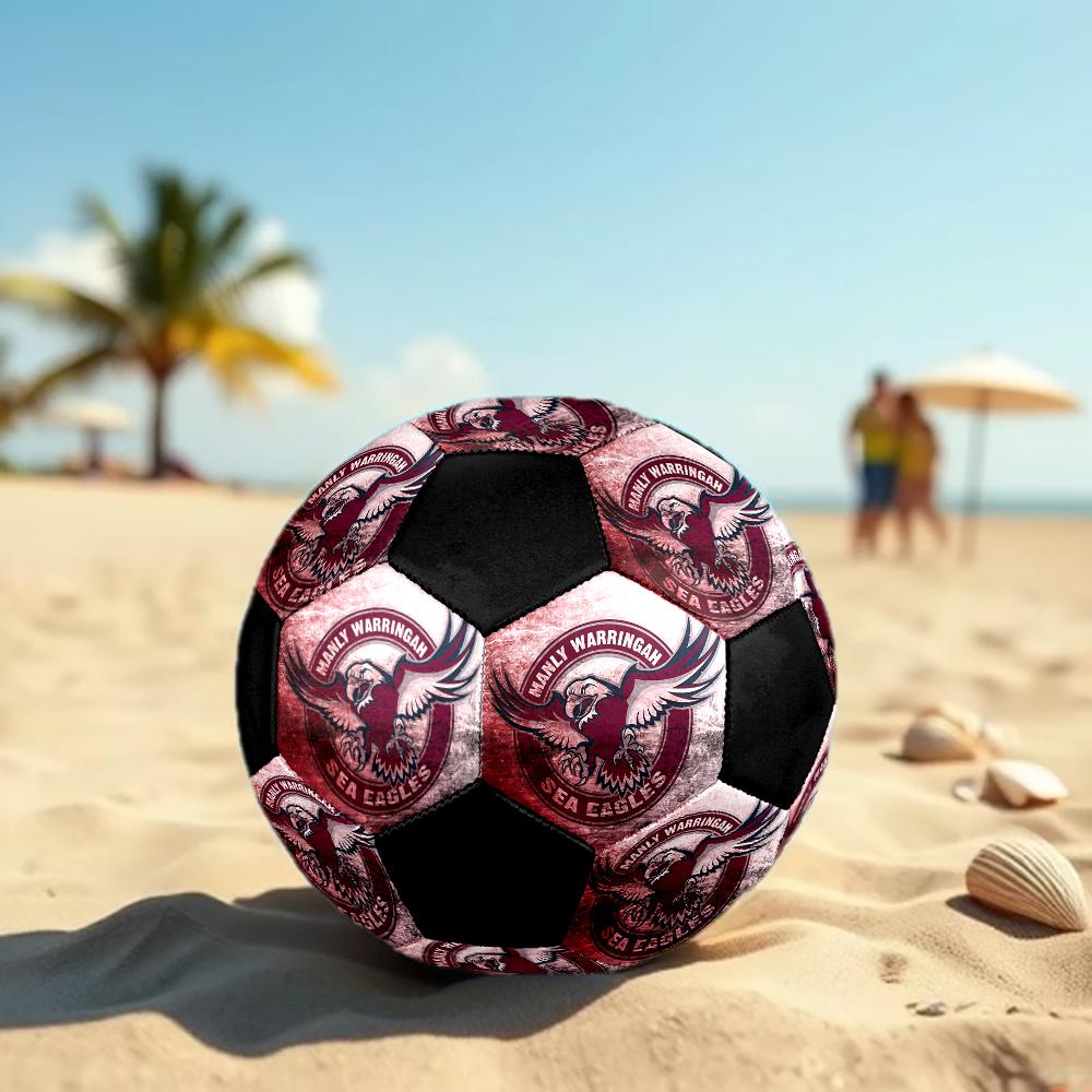 SIZE 5 Manly Warringah Sea Eagles Soccer Ball Colorful All Ages Machine Stitched PVC Competition Ready Durable High-Bounce