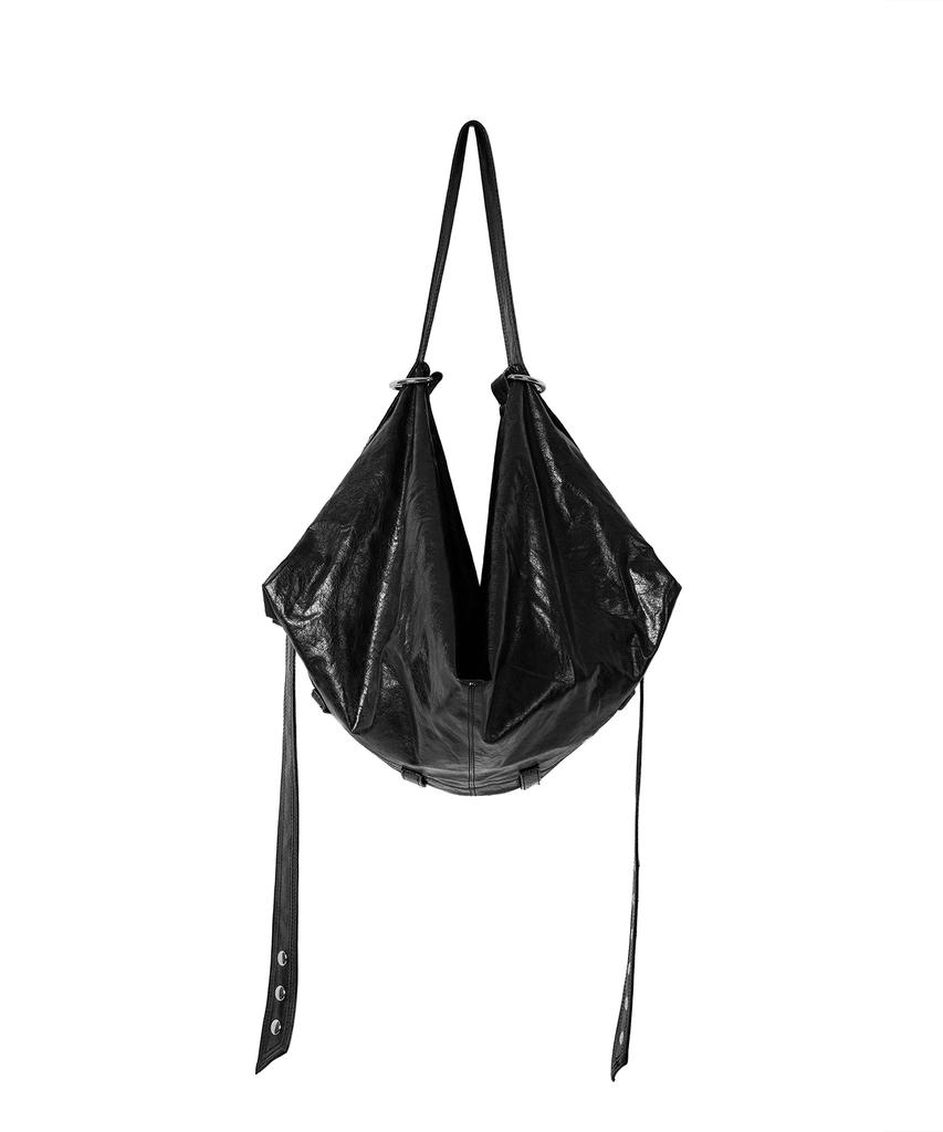 Teensy Hollow Drape Belted Hobo Bag (Black)